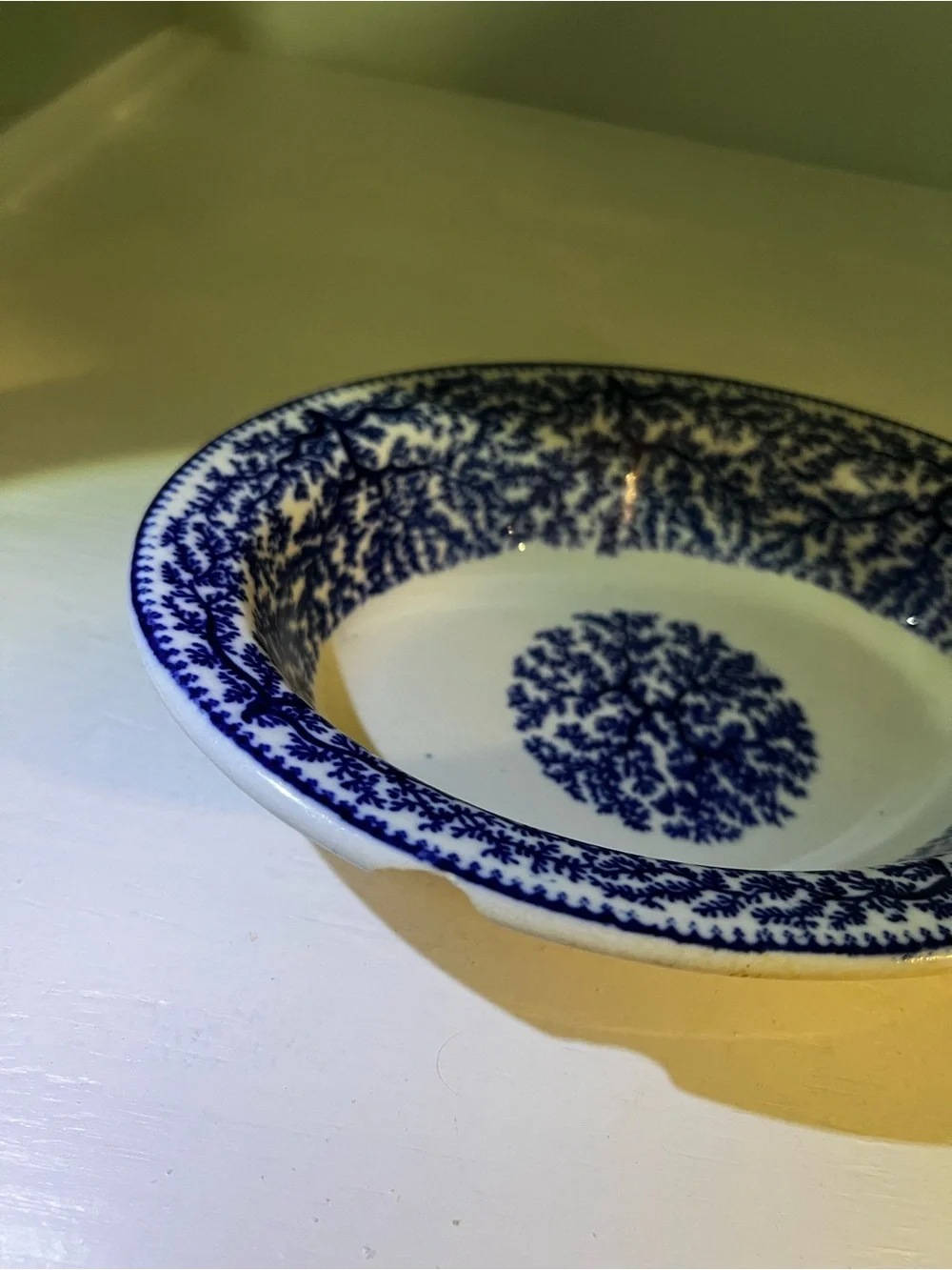 Antique flow blue oval serving bowl in the rare 